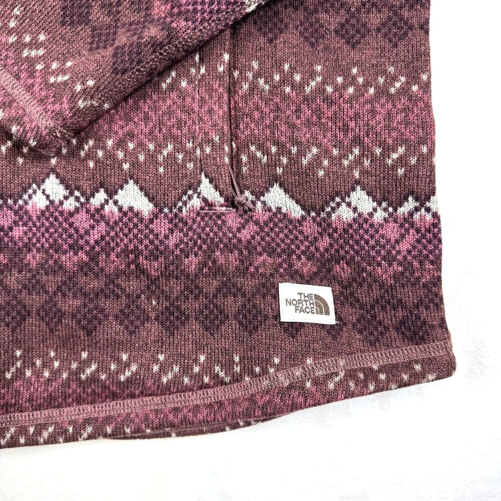 The North Face 1/4 Zip Women’s L Nordic Pattern Red/Brown Pullover Sweater-knit - Picture 5 of 10